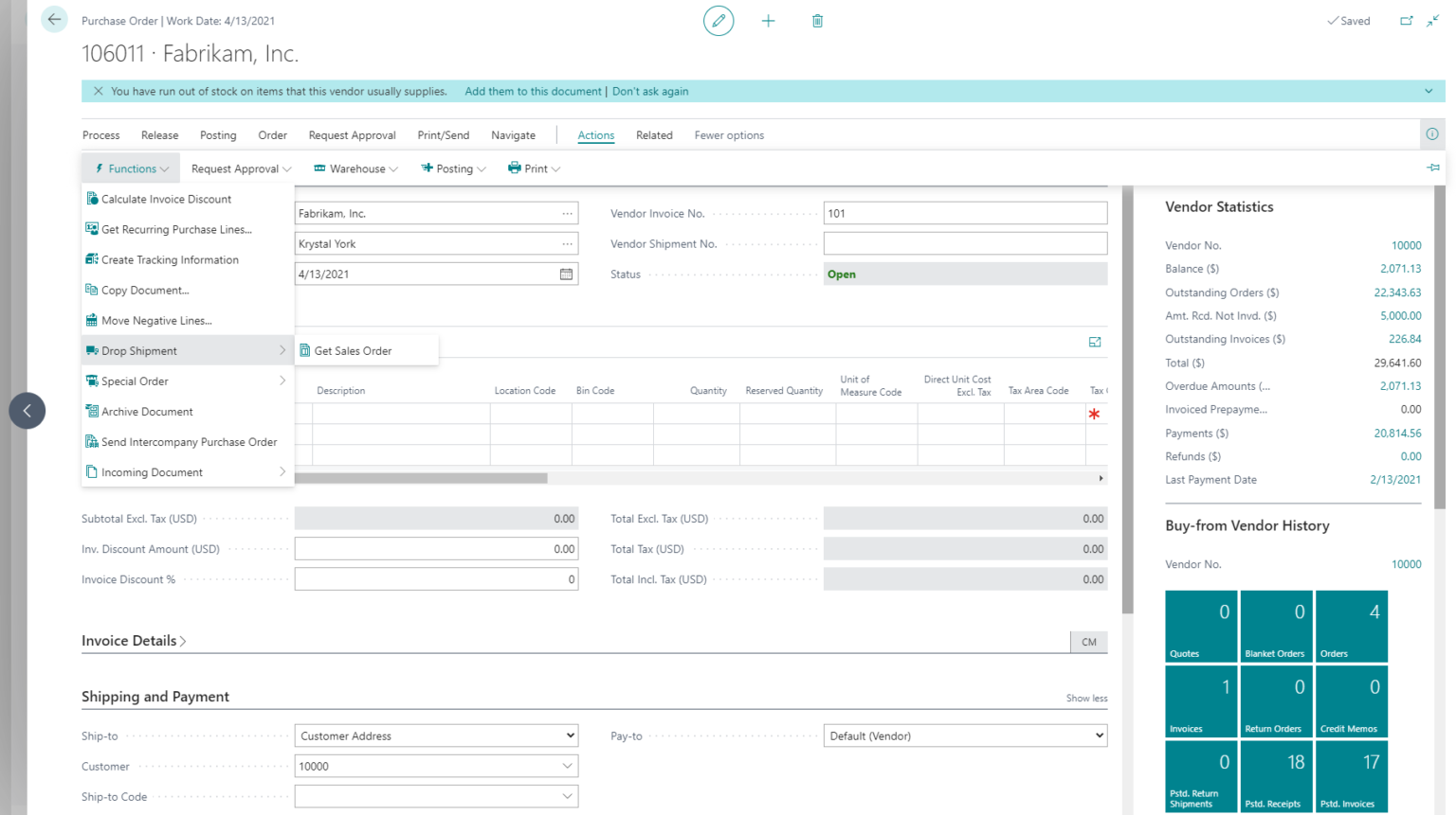 Dynamics 365 Business Central Drop Shipment | Navisiontech, Inc